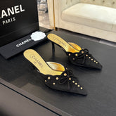 HIGH HEEL MULE 65 MM IN BLACK SUEDE